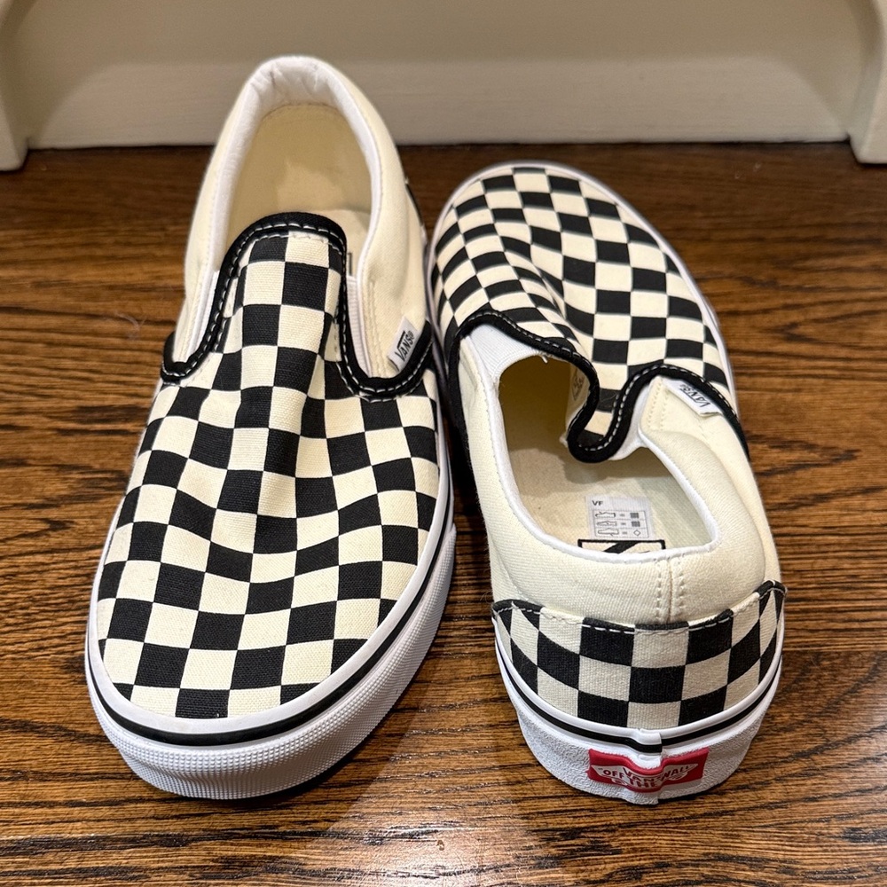 Vans Checkered Slip-On Shoes - Black and Cream
